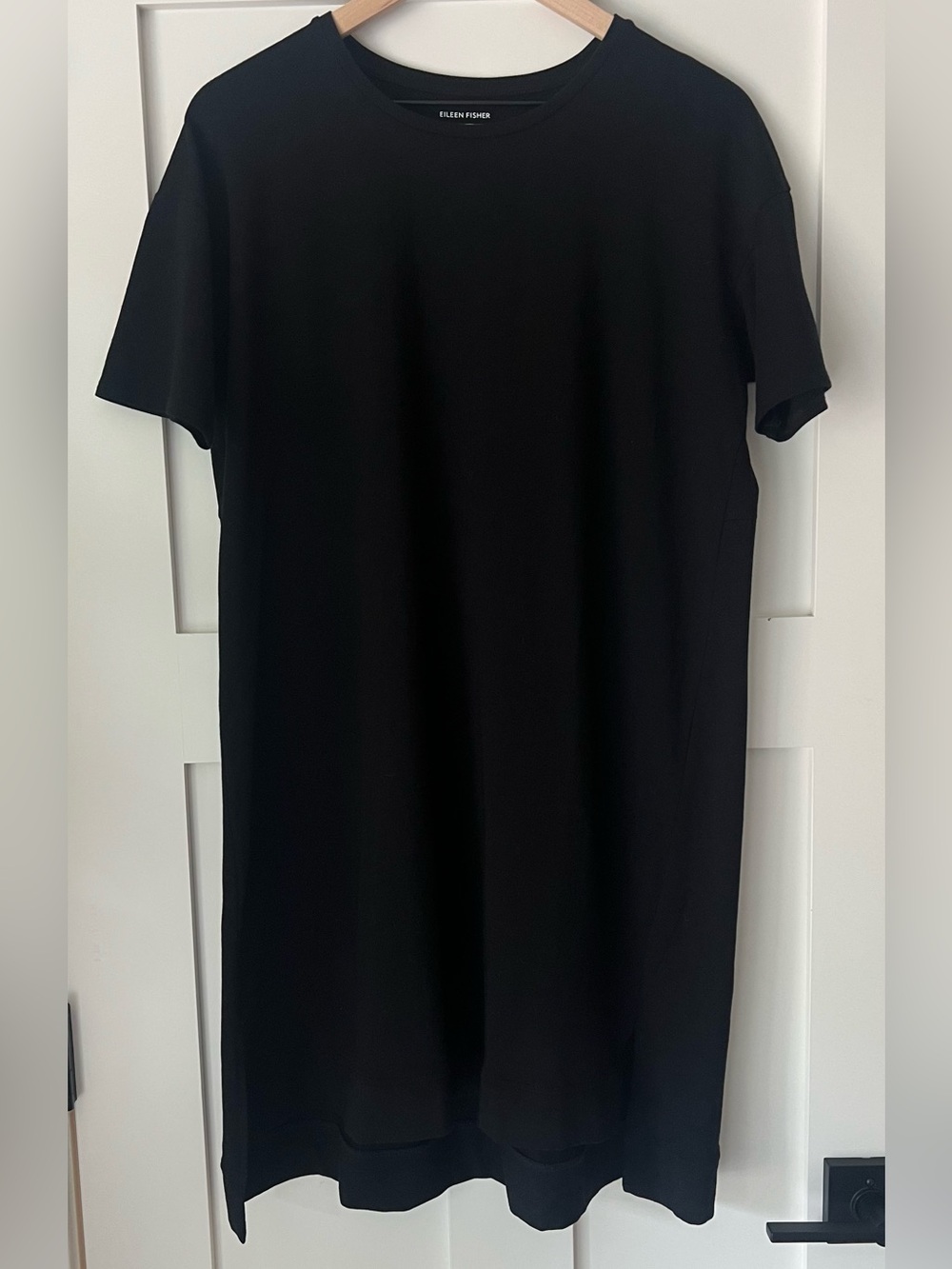 Eileen Fisher Black Organic Cotton High-Low Tunic Dress M Capsule Wardrobe
